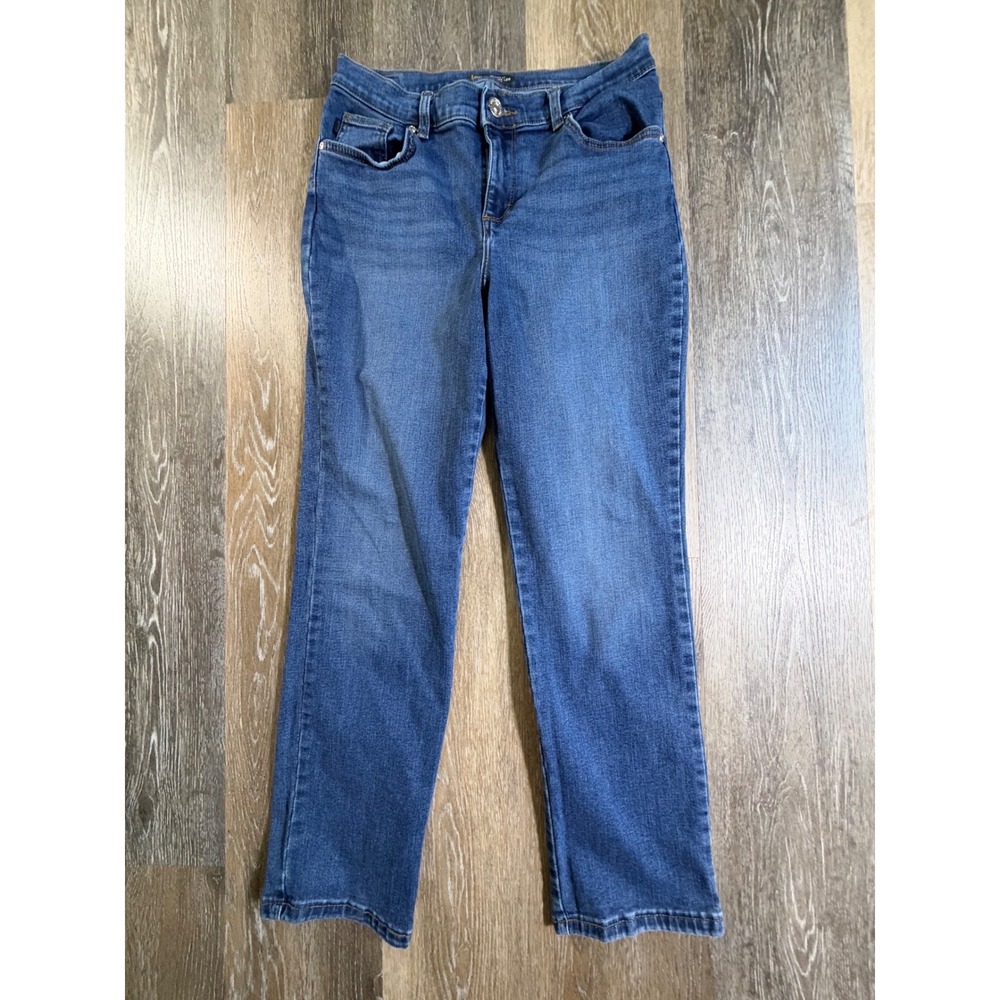 Lee Relaxed Fit Straight Leg Jeans Womens 10P Blue Mid Rise Petite Denim